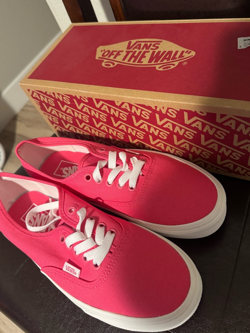Vans Authentic Low-Top Canvas Sneakers in Bright Pink with White Trim